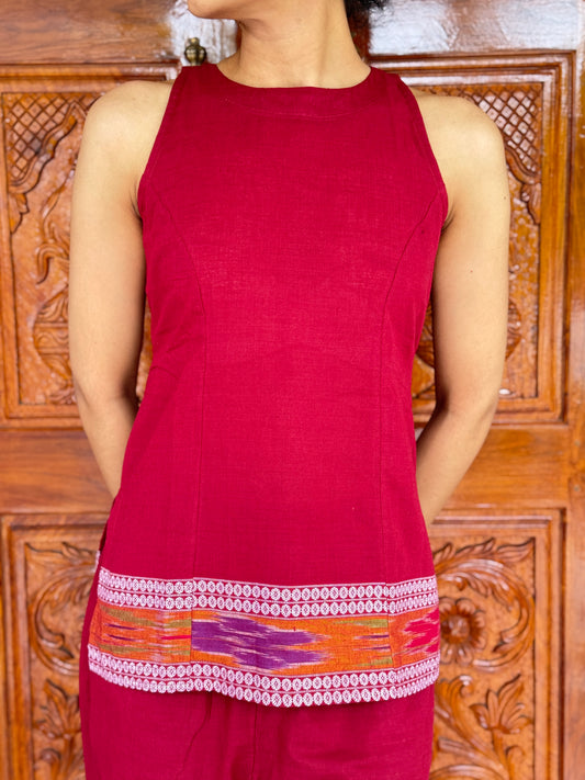 Wine Pure Handloom Co-ord Set