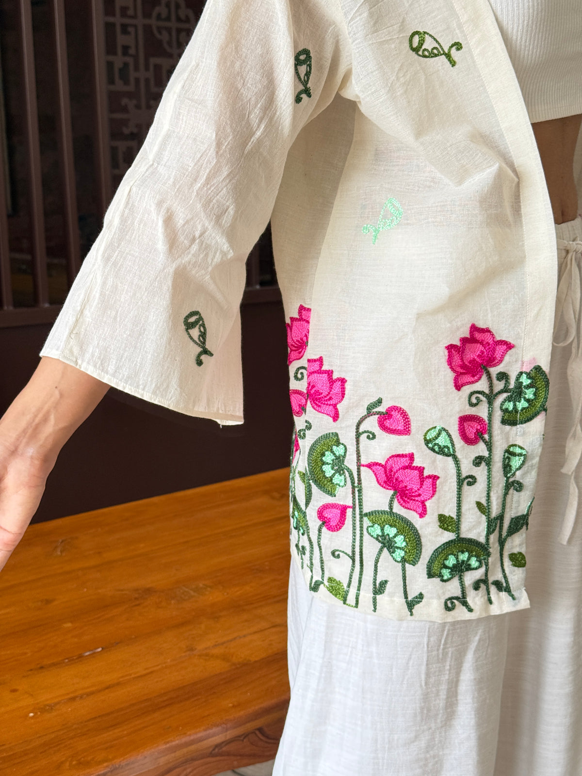 Lotus Bloom Embroidered Shrug