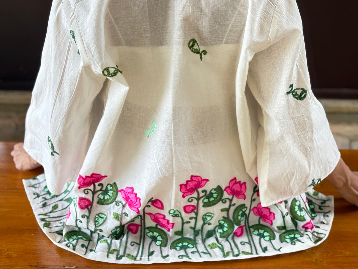 Lotus Bloom Embroidered Shrug